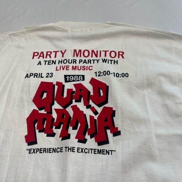 Quad Mania VTG Party Monitor 1988 Single Stitch 1988 T-Shirt Size XL - Picture 1 of 8